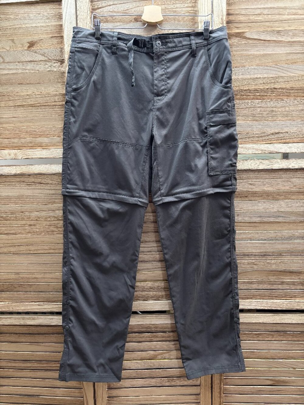 prAna Men's Stretch Zion Convertible Hiking Pants Charcoal Grey 35x32